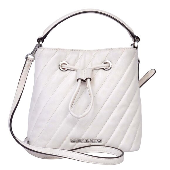 Michael Kors Suri Small White Bucket Crossbody Bag - Picture 1 of 17